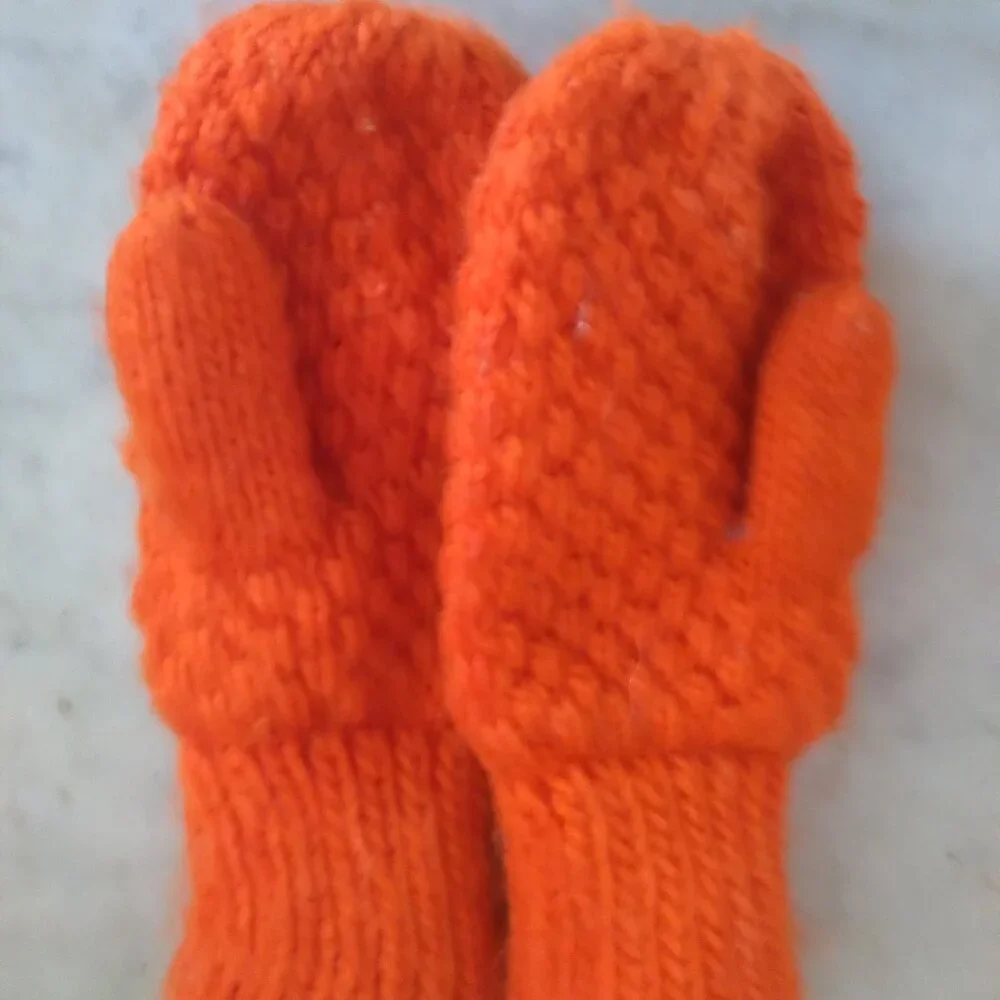 Two Pair of Children's Snow Mittens - Safety Orange